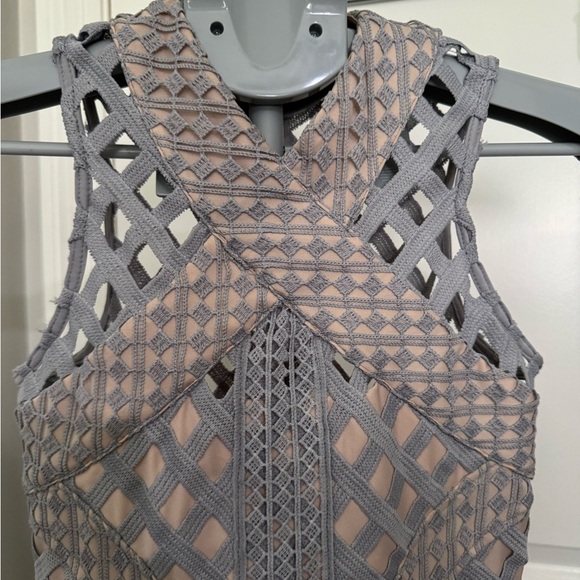 Missguided Carli Bybel X light blue and nude Bodycon Dress - Picture 4 of 10